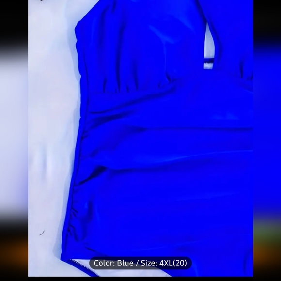 Plus curvy one piece swimsuit royal blue 4XL 20 - Picture 4 of 4